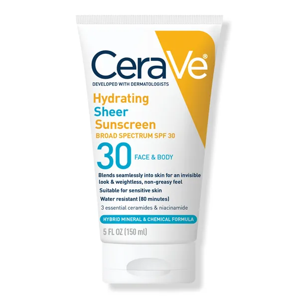 CeraVe Hydrating Sheer Sunscreen SPF 30 Face & Body Lotion