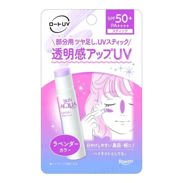 Rohto Mentholatum Skin Aqua Tone Up UV Stick Lavender SPF 50+ PA++++